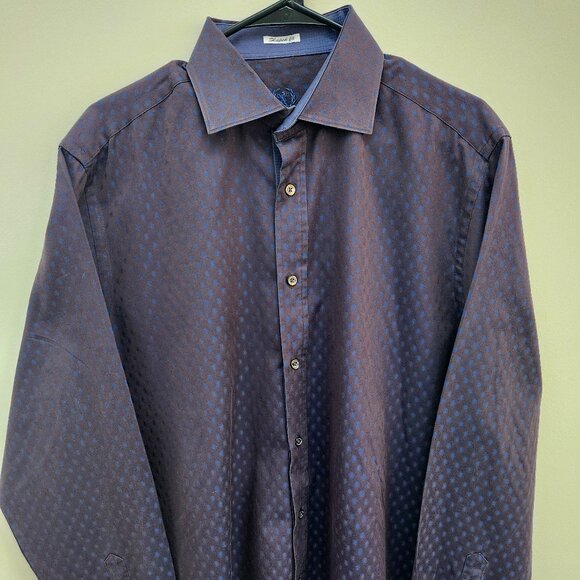 Bugatchi Uomo Designer Shirt Mens XL Purple & Blue Long Sleeve Button Up Casual - Picture 1 of 5
